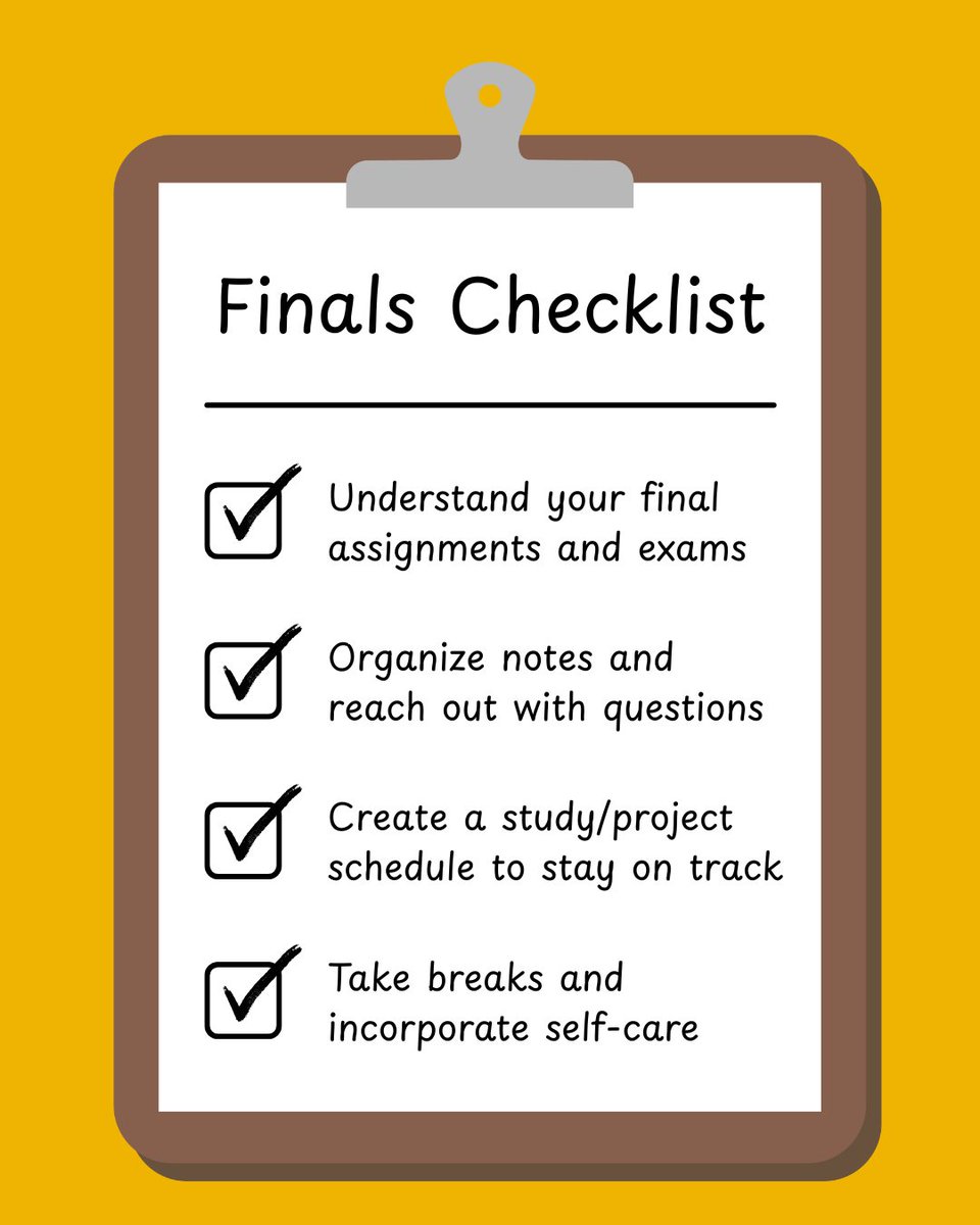simpson_english's tweet photo. Finals are in a month! Check off these steps to stay on top of things. https://t.co/HGxKJWwrV3