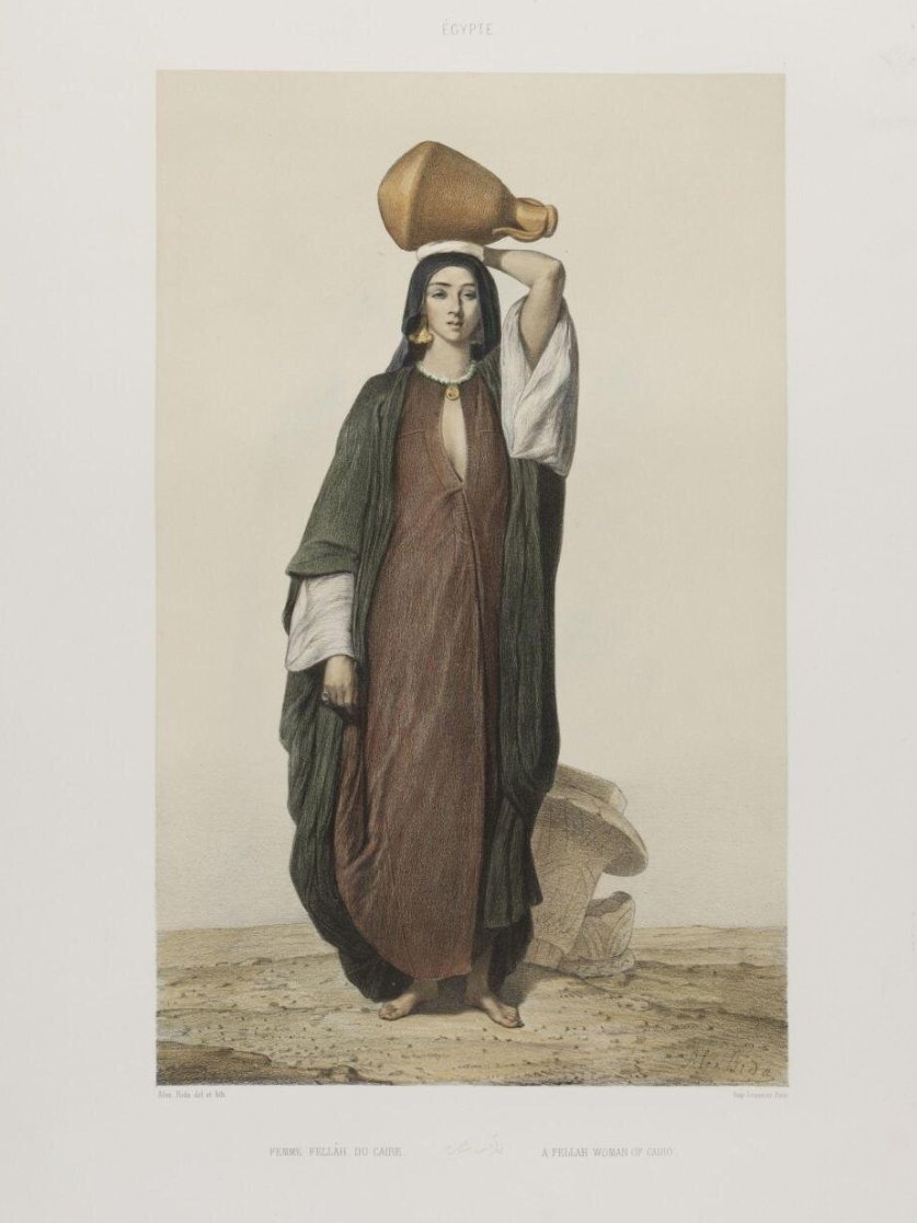 الغباء نتيجة ضرب حقنة فيلر في الدماغ بالخطأ ... إيه الكلام ده؟
 ده جهل تام بالواقع التاريخي المصري.
 صورة مأخوذة من رسم لفنان فرنسي زار مصر ونشرها في ١٨٥١، تُظهر مجموعة من الأفراد في مصر. Alexandre Bida
لاحظ الجلابية اللي فيها decolte وطريقة تصميمها المميزة...