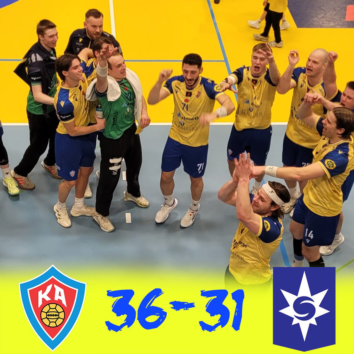 KAakureyri's tweet image. Frábær sigur í kvöld 💛💙  2 góð stig í hús