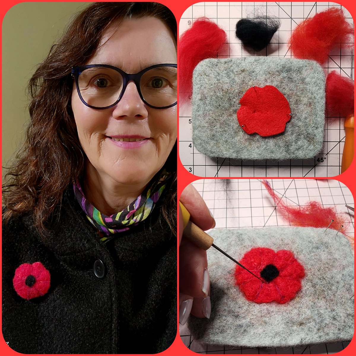 beesley_gillian's tweet image. 1st project back at the needlefelting desk after a 2 month break, I made this little poppy badge for upcoming Remembrance Day. #needlefelting #RemembranceDay
