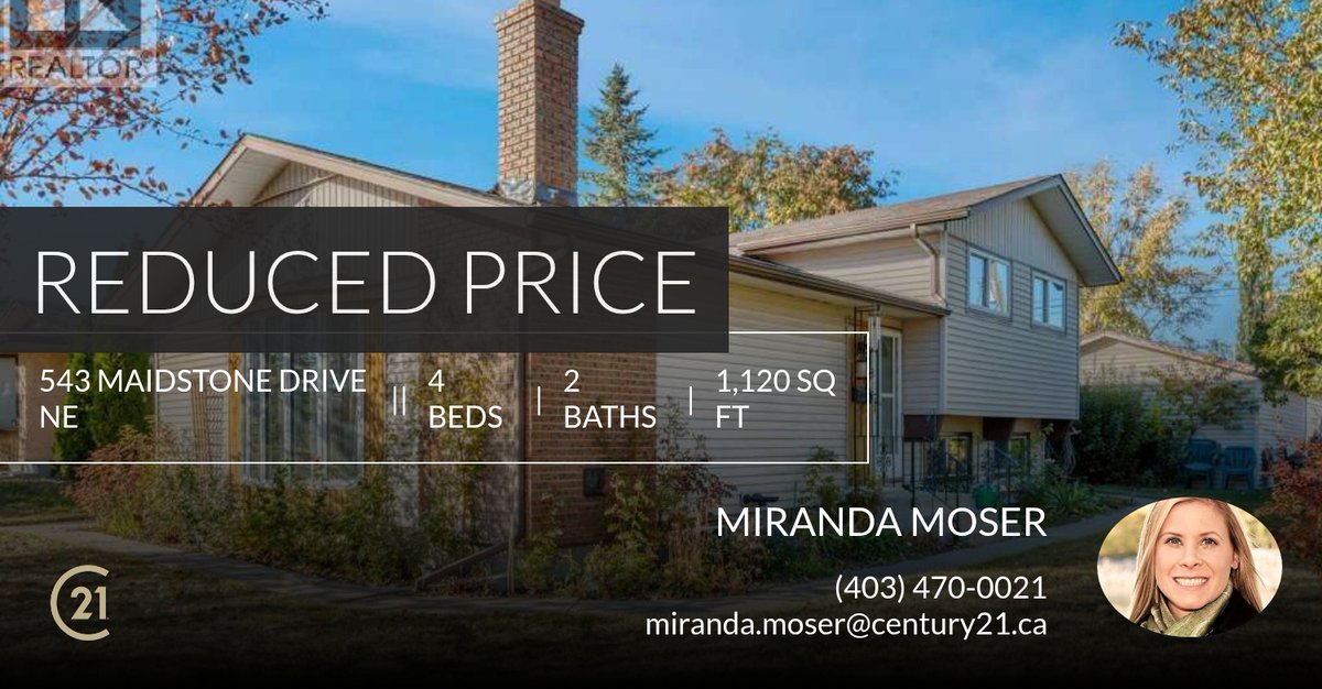 MirandaC21's tweet photo. 📍 Reduced Price 📍 This recently reduced home at 543 Maidstone Drive Ne in Calgary won't last long, so, don't wait to set up a showing! Reach out here or at (403) 470-0021 for more information! https://t.co/iirlidumZZ https://t.co/QKelMawnXi