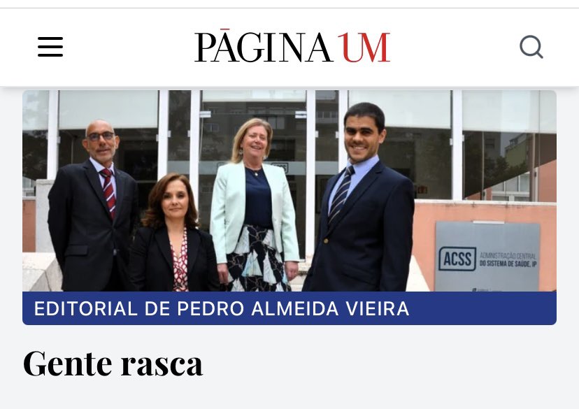 EDITORIAL DE PEDRO ALMEIDA VIEIRA
Gente rasca

A pretexto dos 40 meses de luta nos tribunais para aceder à base de dados dos internamentos hospitalares da Administração Central do Sistema de Saúde. 

paginaum.pt/2025/11/07/gen…

Luta-se para que a Justiça, mesmo que tarde, chegue e
