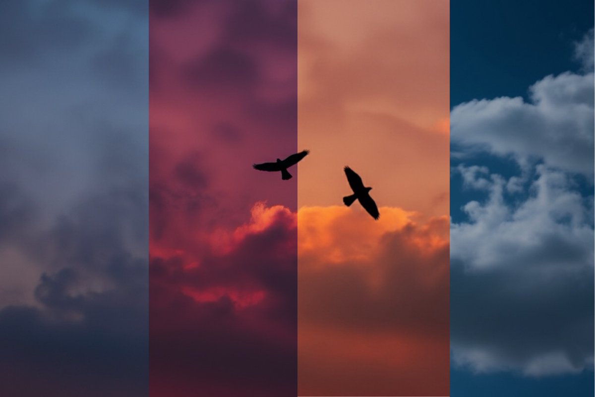 The sky doesn't just change color; it changes mood, and we fly through it all