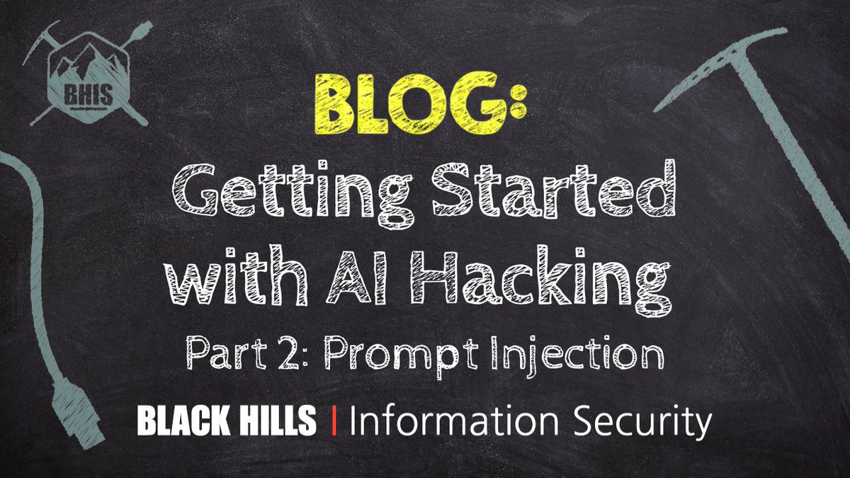 BHinfoSecurity's tweet image. &quot;If SQL Injection was the gateway vuln of the 2000s, prompt injection may very well be the AI-age equivalent.&quot;
Read more: blackhillsinfosec.com/getting-starte…

Getting Started with AI Hacking Part 2: Prompt Injection
by: Brian Fehrman
Published: 10/8/2025