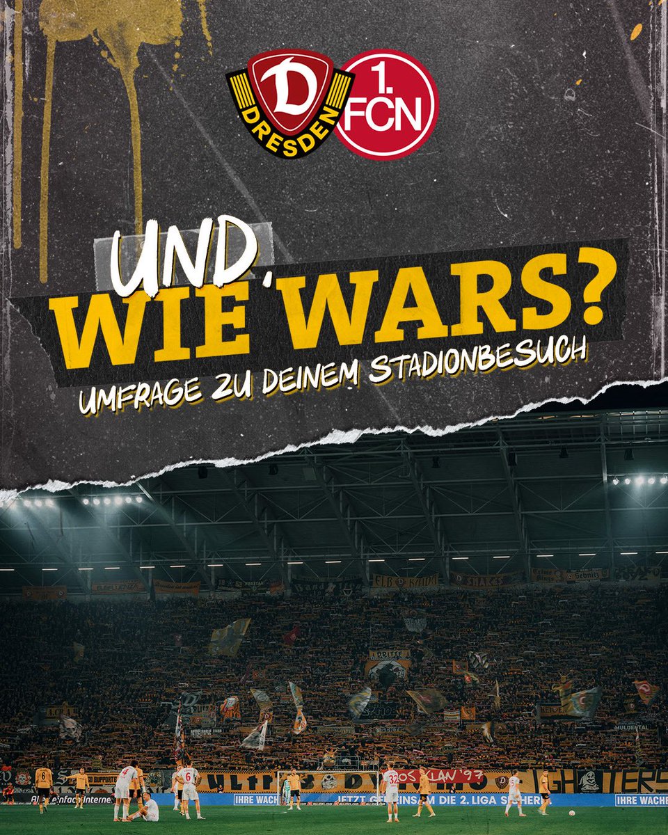 Und, wie wars? 

Nimm jetzt an unserer Spieltagsumfrage teil und gib uns dein Feedback zum Stadionbesuch gegen den 1. FC Nürnberg. 📋👉 tinyurl.com/2dywtc8o #SGDFCN #sgd1953