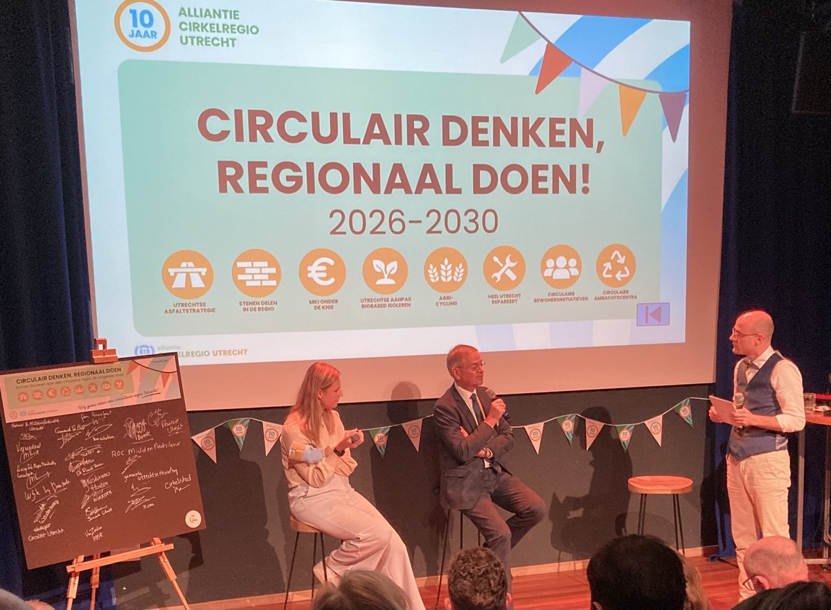 Inspirerende bestuurlijke regiotour in Houten t.g.v. het 10 jarig jubileum van de Alliantie Cirkelregio Utrecht. Repaircentre, circulaire ambachtscentra, biobased isoleren, stenen delen etc kwamen allemaal langs. Ambitie blijft; circulair denken en doen ter voorkoming van afval!