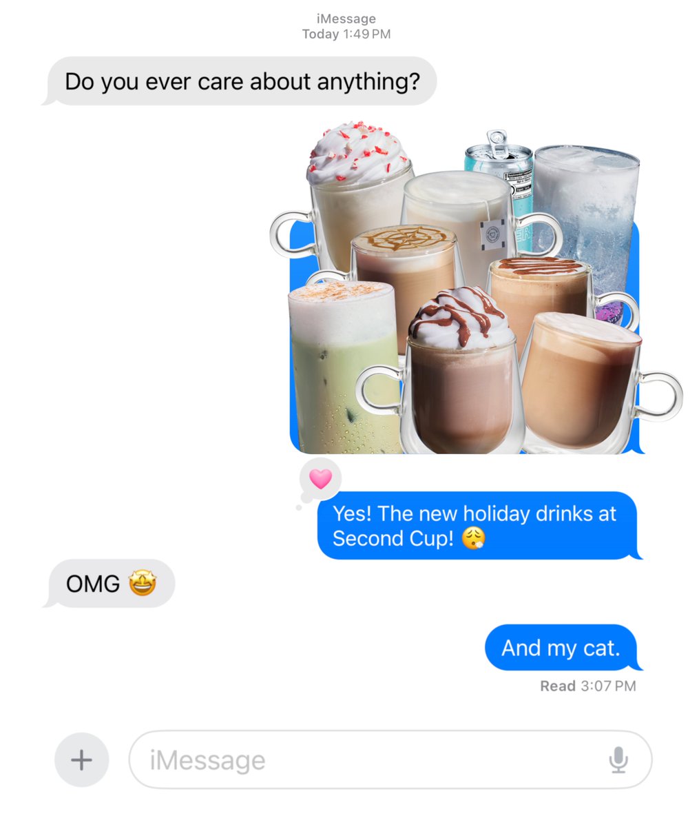 SecondCupCanada's tweet image. It’s more than an obsession, it’s a new lifestyle. 😍

-
C&apos;est plus qu&apos;une obsession, c&apos;est un nouveau mode de vie. 😍

#secondcup #holiday #drinks