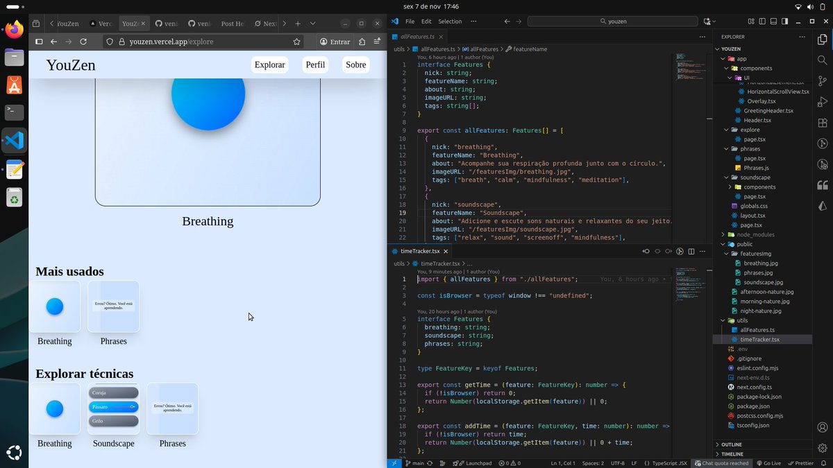 veni_dev's tweet photo. Dia 95 de 100 #100DaysOfCode

- "Friday Vibes..."

👨‍💻 4.5h - Finalizando a seção Explore do projeto

😅 1.5h - Fazendo o deploy (sim, uma hora e meia)

58% concluído, se tivesse uma versão, seria Alpha

Links úteis
Site: https://t.co/aZrOVk0Ww2
Código: https://t.co/yXt0AUFEdO https://t.co/RXTN6YSmls