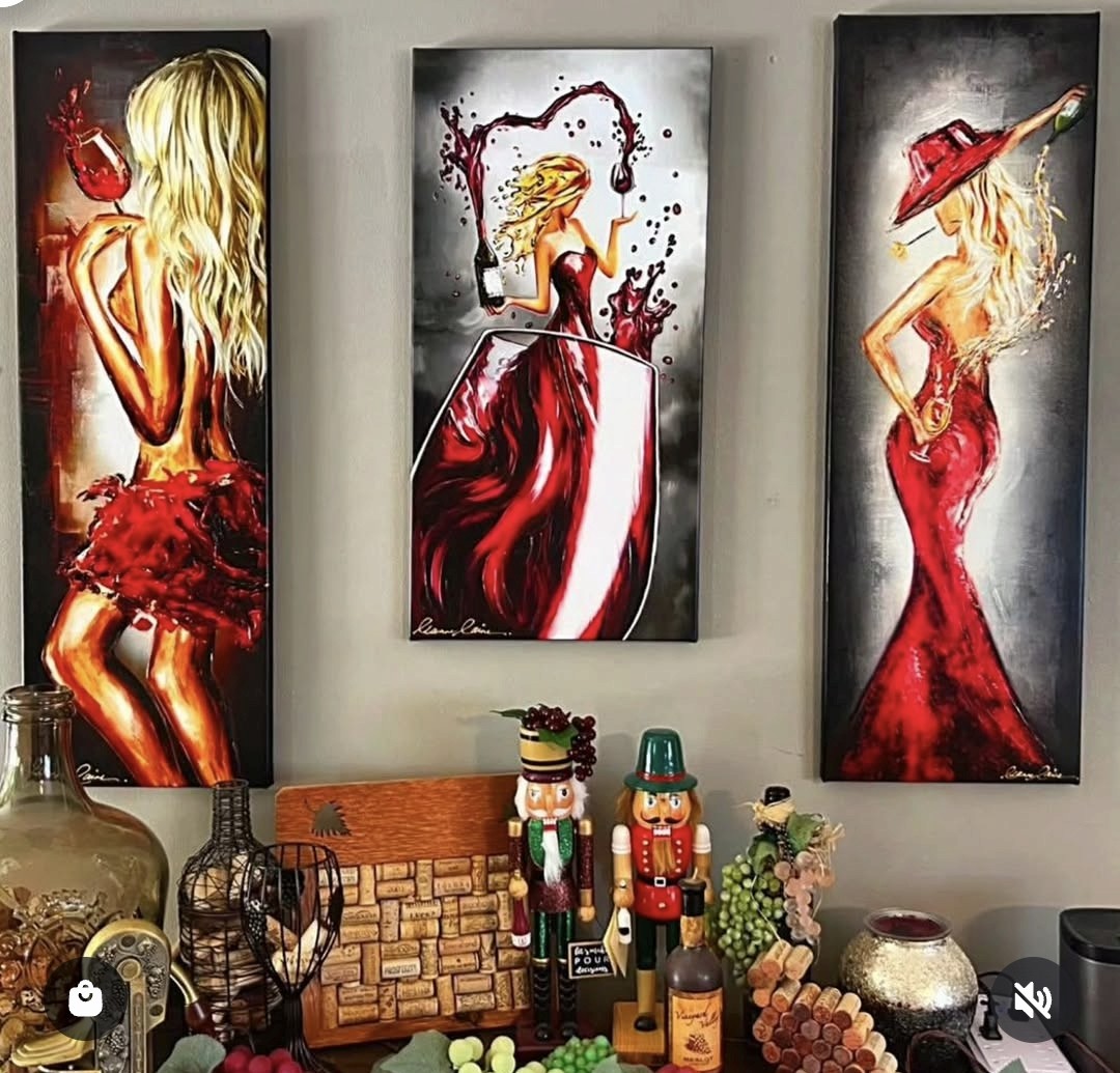 Client bought some of my #wine #art for her home (Find these &amp; more on leannelainefineart.com) #wineart #wineartist