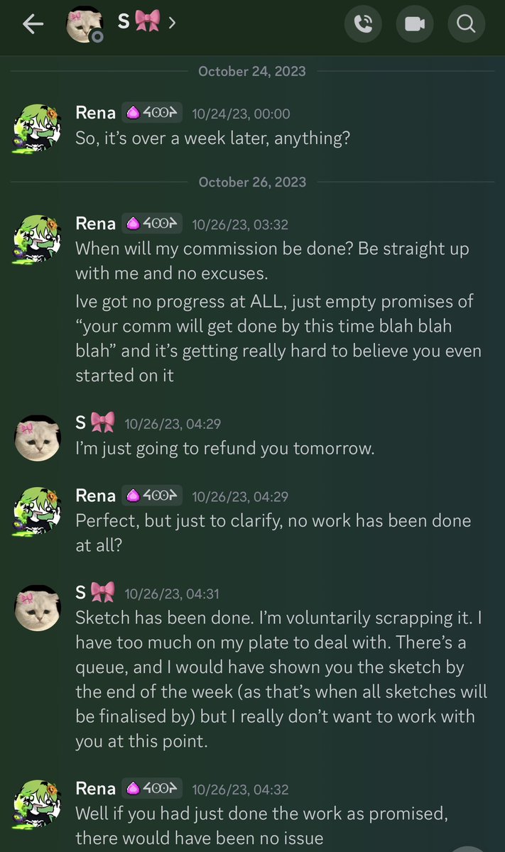 Looks like <a href="/misoreya/">misoreya</a> aka Kiwuillustrates and Sara_Studios got caught in her scam, just like I knew she would. She ignored her customers for months as she vacationed (me for 5), lied to us about her oh-so-sad not real situation, and sold people’s OCs without permission. (2023 ed.)