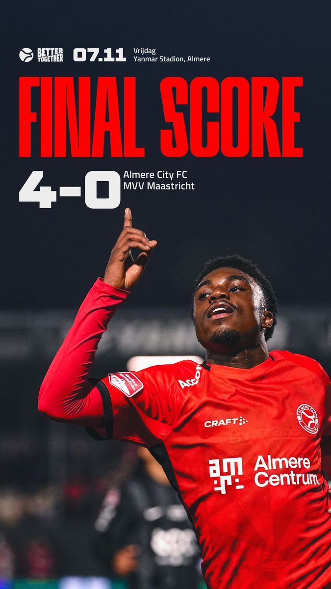 Foot_NL's tweet image. 🍻 TERMINÉ!

😇 Miracle, Almere City gagne enfin deux matchs de suite mais reste encore à distance du top8.

🔴🔴 Almere City FC 4-0 MVV Maastricht ⚫️⚫️

⚽️ N. El Basri 9’ (CSC)
⚽️ E. Poku 34’
⚽️⚽️ J. Rijkhoff 78’, 90’

#ALMMVV