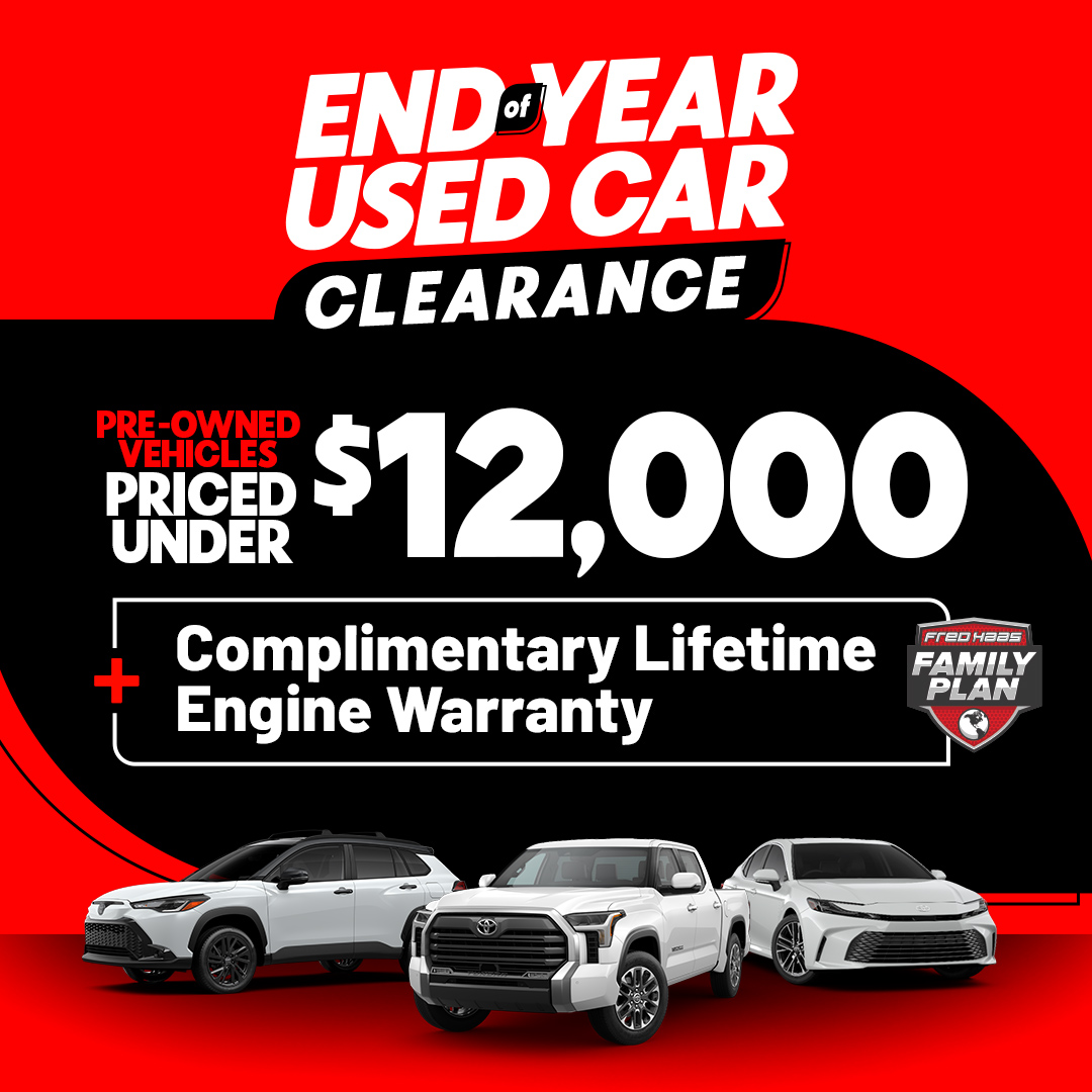 fredhaastoyota's tweet image. 🚗🔥 Ready for a new ride? Shop our End-of-Year Used Car Clearance featuring vehicles under $12,000 and a lifetime engine warranty included. View inventory today at 1l.ink/LTDHW4K #EndOfYearSale #PreOwnedCars #SpringTX