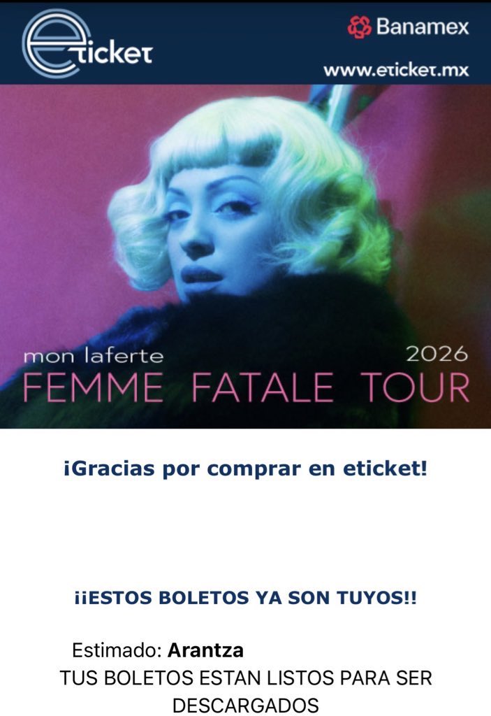 nos vemos en abril mi amooor <a href="/monlaferte/">Mon Laferte</a> en el Femme Fatale Touuuur que emocioooon 💗
