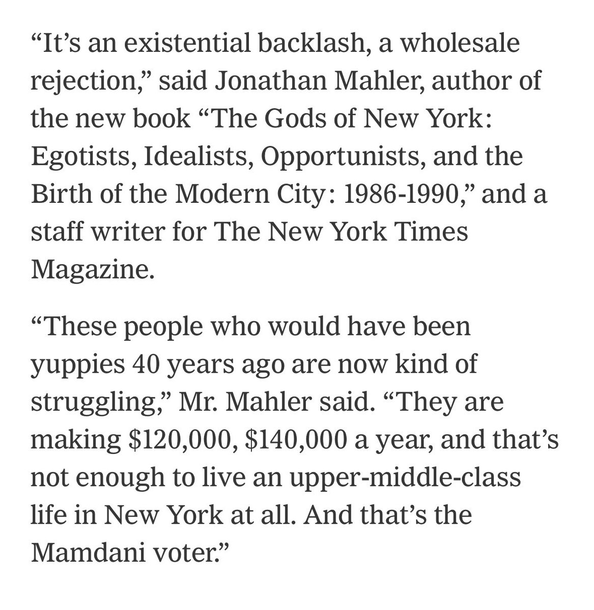 Not very often, if ever, that the NYT quotes a NYT journalist in a news article! Excellent story by <a href="/elizashapiro/">Eliza Shapiro</a> quoting <a href="/jonathanmahler/">Jonathan Mahler</a> nyti.ms/43WmNU4