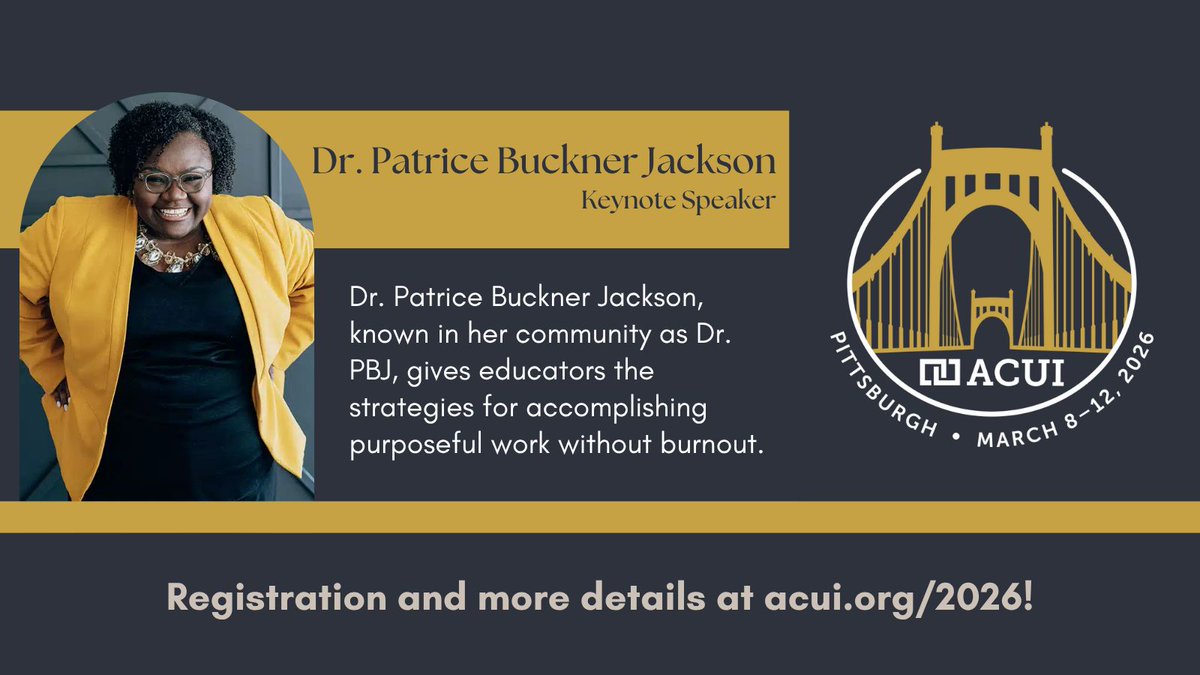 ACUItweets's tweet image. #ACUI is excited to welcome Dr. Patrice Buckner Jackson, educator and executive coach, as our #ACUI26 closing keynote speaker! 

Find out more and register: buff.ly/E41slTJ