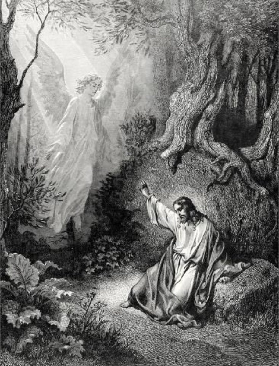 Father, if thou wilt, remove this chalice from me: but yet not my will, but thine be done.
And there appeared to him an angel from heaven, strengthening him. And being in an agony, he prayed the longer.

Luke 22:42,43