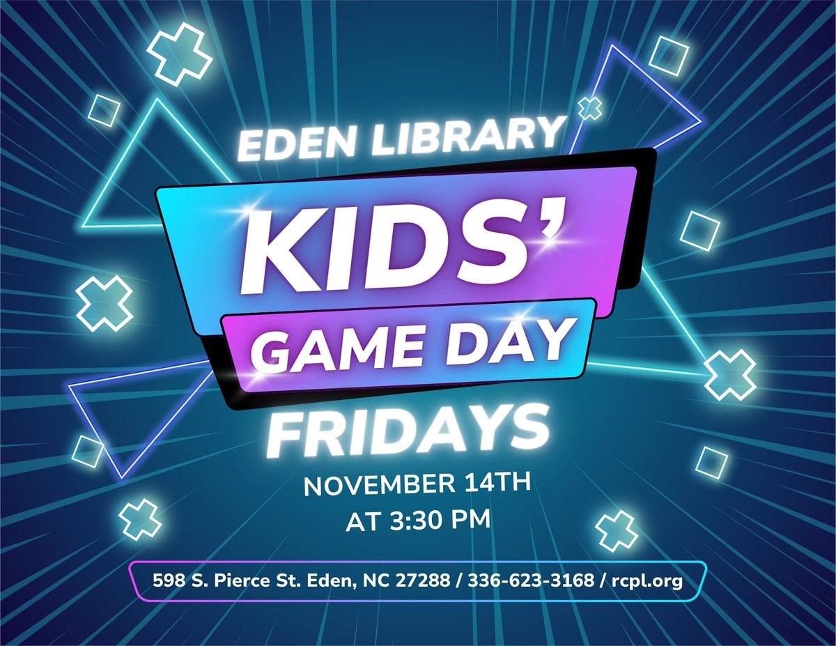 RCP_Library's tweet image. Eden Library Kids&apos; Game Day on Friday, November 14th at 3:30pm! 🎮🎲♟️