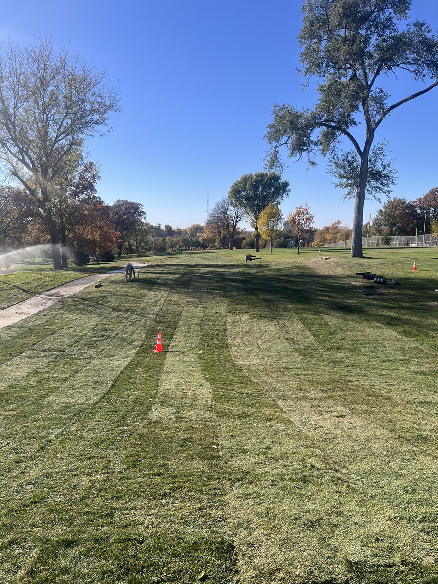 Over 30,000 sq ft of sod went down today.  Little different look from 7am this morning till 3pm! Great job by all and can’t wait to get it in play next spring.