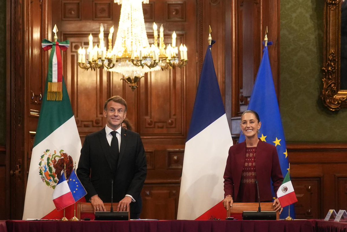 🇲🇽🤝🇫🇷 México y Francia son pueblos hermanos que fortalecen sus lazos de amistad y cooperación.

Nuestra Presidenta <a href="/Claudiashein/">Claudia Sheinbaum Pardo</a> recibió al Presidente Emmanuel Macron en Palacio Nacional, reafirmando una diplomacia con soberanía  y humanista.

#SheinbaumLíderMundial 🌎✨