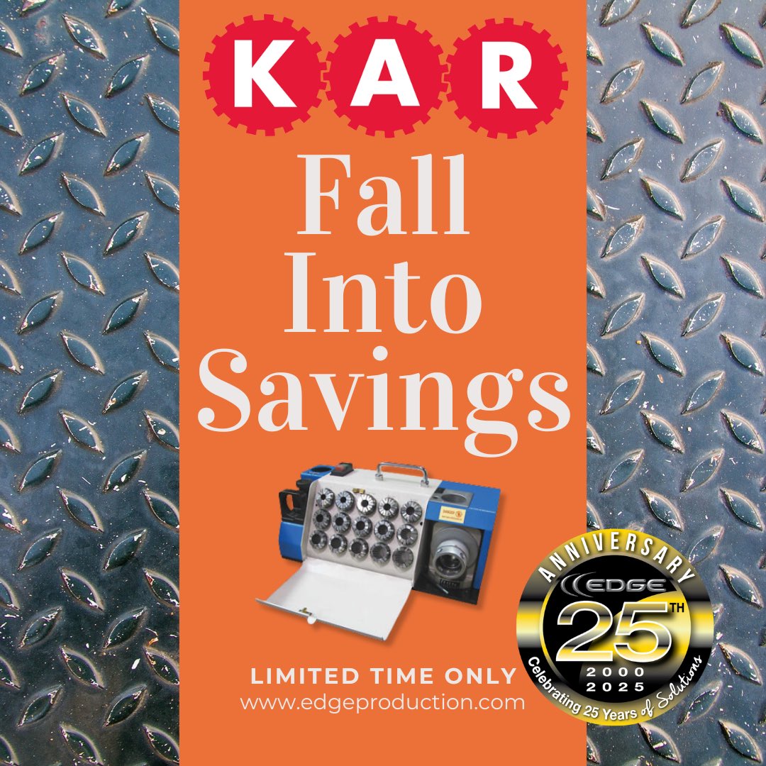 Fall into Savings with Kar is on for a limited time! Save big this season on all of your tooling and machining needs. To learn more, visit our website today!

#EdgeProductionSupplies #TotalMachiningSolutions #Kar #industrialsupplies #YEG #YVR #YYC #WesternCanada #OilandGas