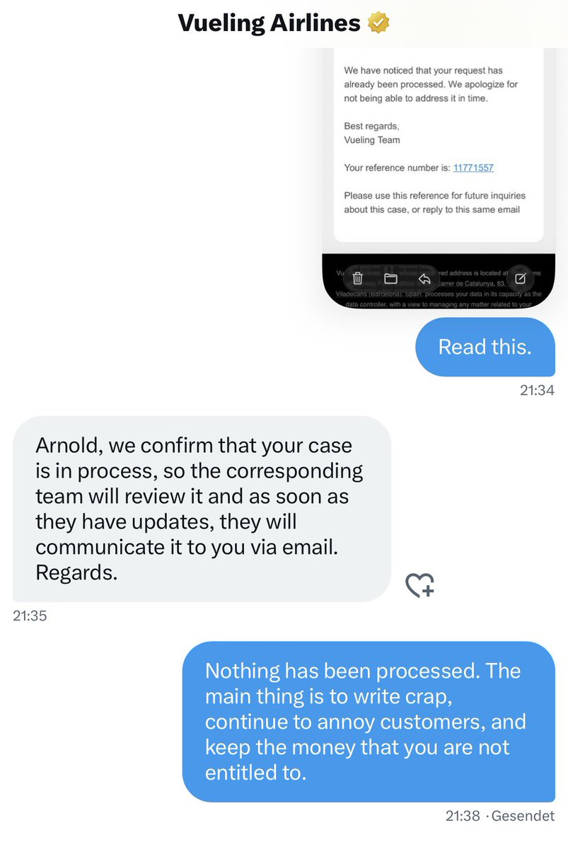webmurkser's tweet photo. @Customercare3v Mit Sicherheit werde ich Ihnen meine Daten senden. LOL 😂 
Direktnachrichten habe ich genügend geschrieben. Leider bekommt man nur die gleichen idiotischen Antworten. Seit über einem Monat. https://t.co/wMpKJv8p53