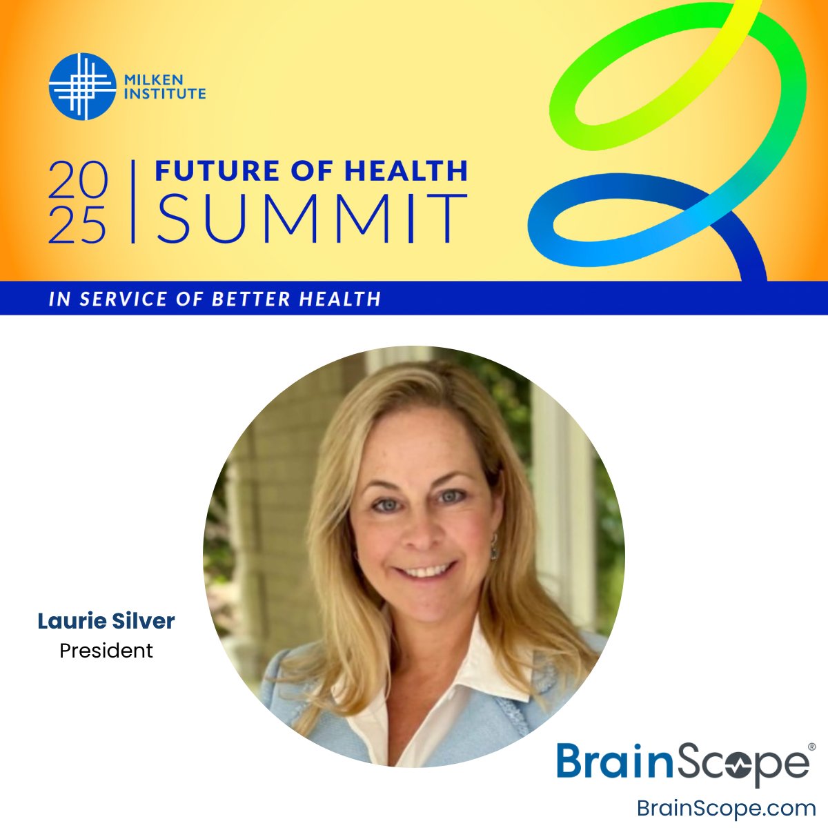 BrainScope's tweet image. The future of health is here and it’s AI-driven. At @MilkenInstitute #FutureofHealth, where our President Laurie Silver joined global health leaders, one message stood out: AI + digital biomarkers will redefine care.
BrainScope is proud to be leading that future.
#AI #BrainHealth