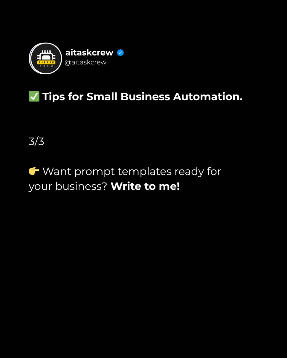aitaskcrew's tweet image. AI doesn&apos;t replace your communication—it standardizes it, improves it, and makes it more profitable.

👉 Let us know if you&apos;ve implemented it and how it went!

#AIforBusiness #OperationalAutomation #SmallBusinesses #CustomerService #DigitalAutomation #BusinessProductivity