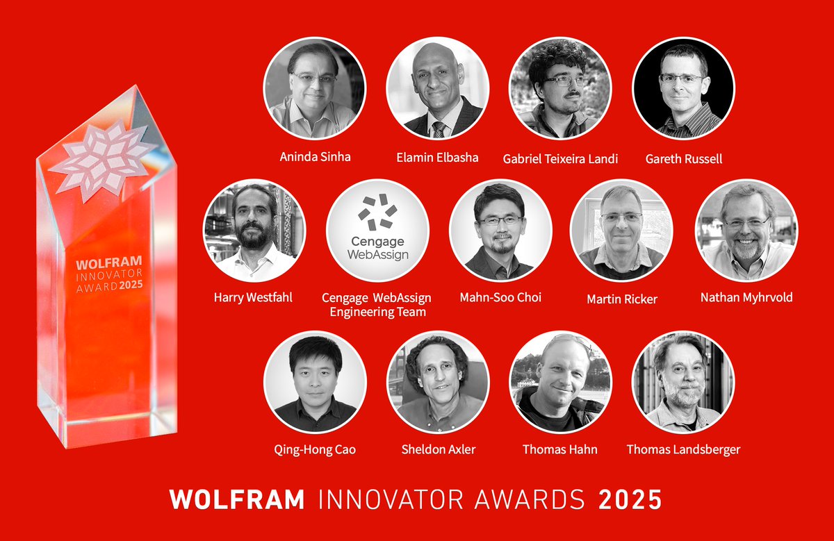 stephen_wolfram's tweet image. Congratulations to our 2025 Wolfram Innovator Award winners!  Such an interesting group doing such interesting and important things!  
blog.wolfram.com/2025/11/07/ann…