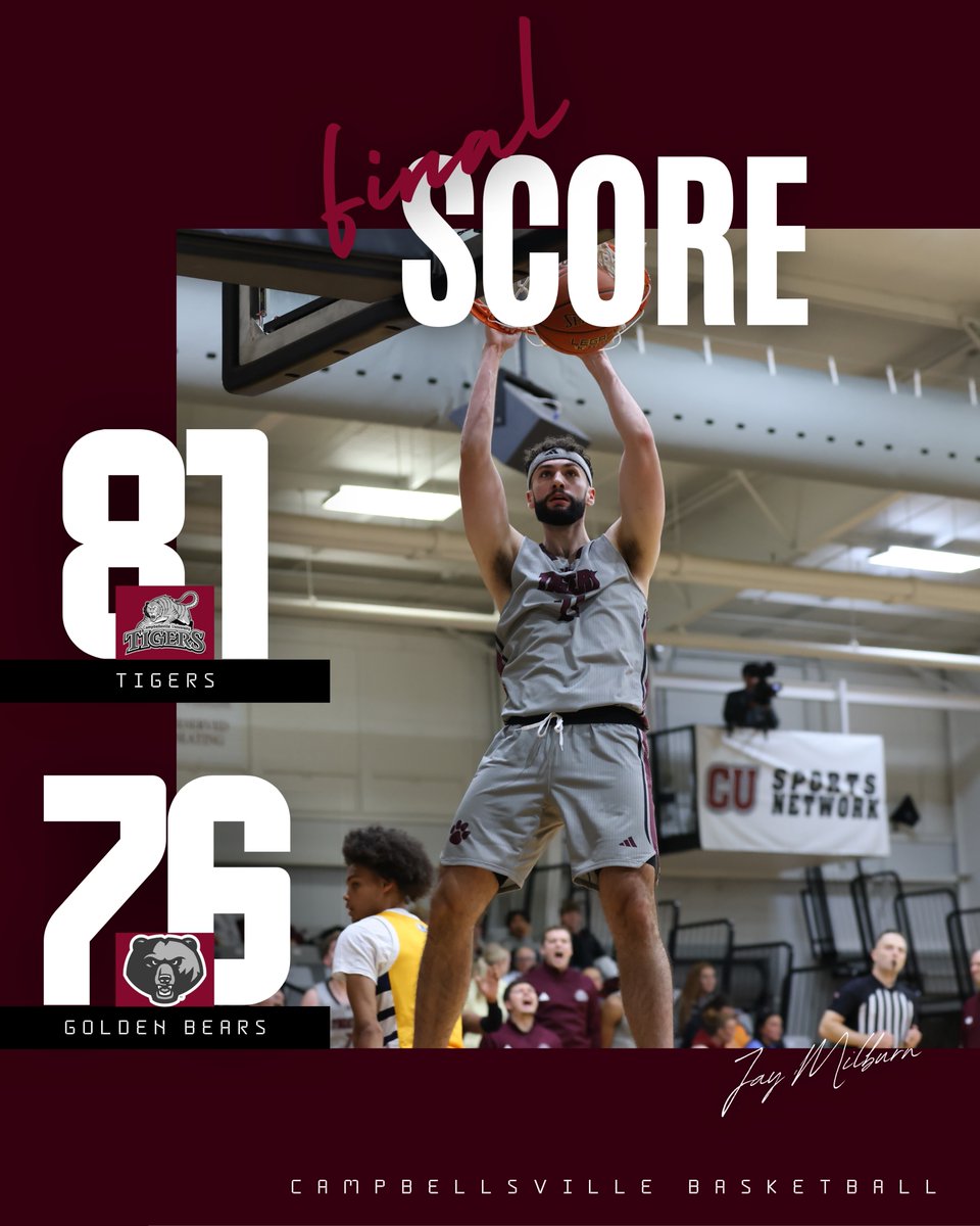 FINAL | Campbellsville takes the victory over the WVU Tech Golden Bears!

#️⃣ #TigerUp