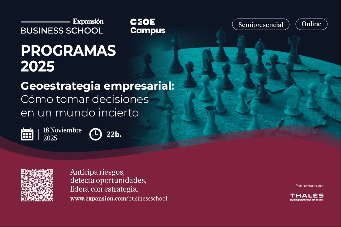 <a href="/CEOE_ES/">CEOE</a> <a href="/ThalesEspana/">Thales España</a> <a href="/TGomezCondado/">Teresa Gómez Condado</a> <a href="/Fundacion_Ceoe/">FundacionCEOE</a> <a href="/fatimaempleo/">Fátima Báñez</a> <a href="/ja_gonzalezruiz/">Jose Alberto Glez.</a> <a href="/expansioncom/">expansioncom</a> <a href="/aranarbona/">Aranzazu Narbona</a> <a href="/rielcano/">Real Instituto Elcano</a> <a href="/cesce_es/">Cesce</a> <a href="/ICEX_/">ICEX</a> <a href="/ieee_es/">IEEE</a> <a href="/CESEDEN_OFICIAL/">Centro Superior Estudios de Defensa Nacional 🇪🇸</a> ⏱️Empieza la cuenta atrás⏱️
El prox lunes inicia🌍I Ed "Geoestrategia empresarial: Cómo tomar #decisiones en un mundo incierto"
🎯Dirigido a CEOs, Directores estrategia, internacionalización, riesgos,ESG...
🎯Clases Magistrales, Taller Práctico, Networking
ceoecampus.es/edicion/geoest…