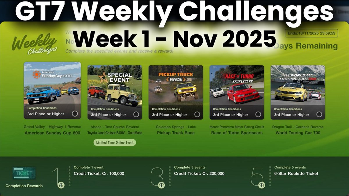 EDBURYthing's tweet image. #GT7 #WeeklyChallenges Nov 2025 Week 1 +Tunes/Car Setup Earn 1.7m under 1 hour #GranTurismo7 on #PS5
▶️ youtu.be/6M-Tr75CBs8