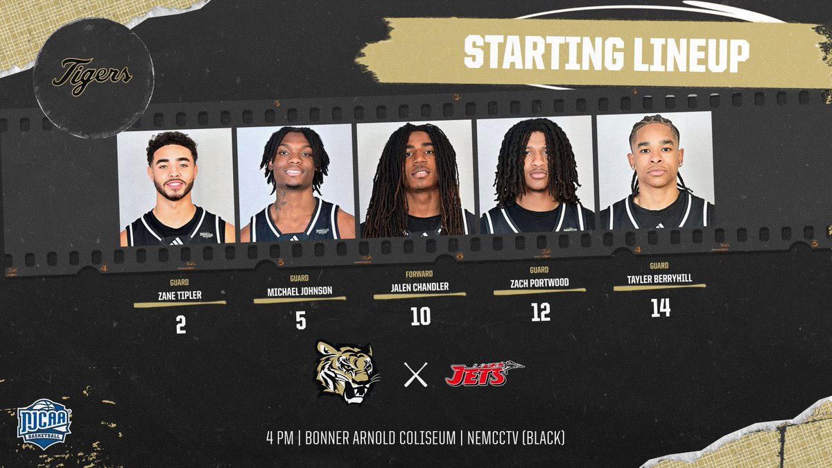 NEMCCTigers's tweet image. MBK | STARTING LINEUP: No changes for @NEMCCBasketball going into its Bonner Arnold Classic finale!

2️⃣ Zane Tipler
5️⃣ Michael Johnson
🔟 Jalen Chandler
1️⃣2️⃣ Zach Portwood
1️⃣4️⃣ Tayler Berryhill

📺 bit.ly/NEBlackChannel
📈 bit.ly/NEMB26G4Stats
🐯 #TigerTown