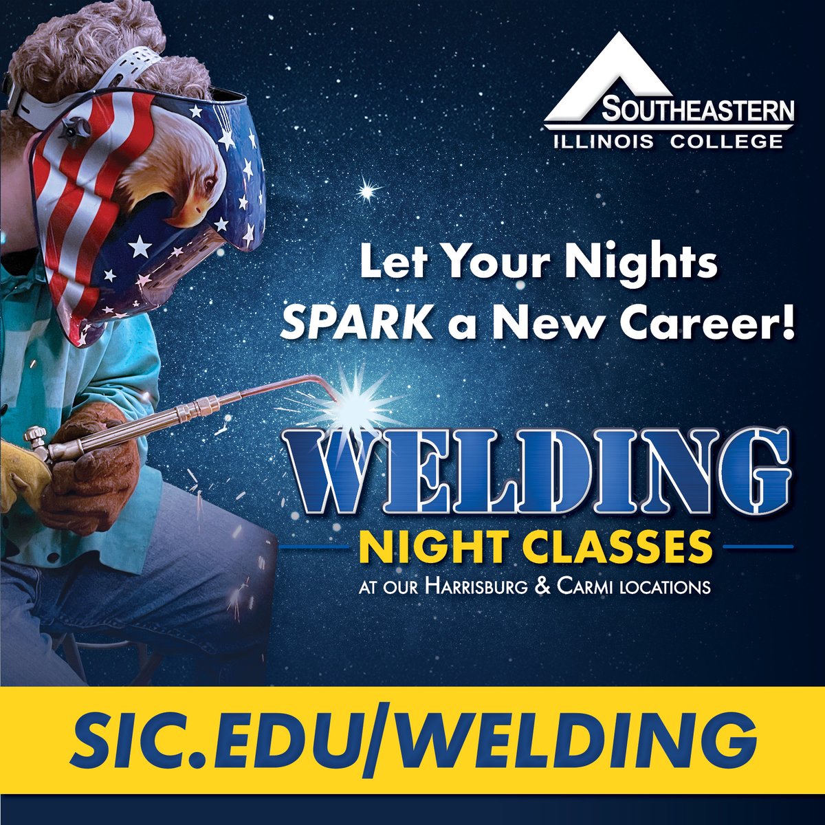 SIC_EDU's tweet image. Ready to make sparks fly? 🔥
Night welding classes start Jan. 12 in Carmi &amp;amp; Harrisburg!
Career changers, hobbyists &amp;amp; artists — all welcome.
Register now 👉 sic.edu/welding
#SICWelding #NightClasses #LetSparksFly