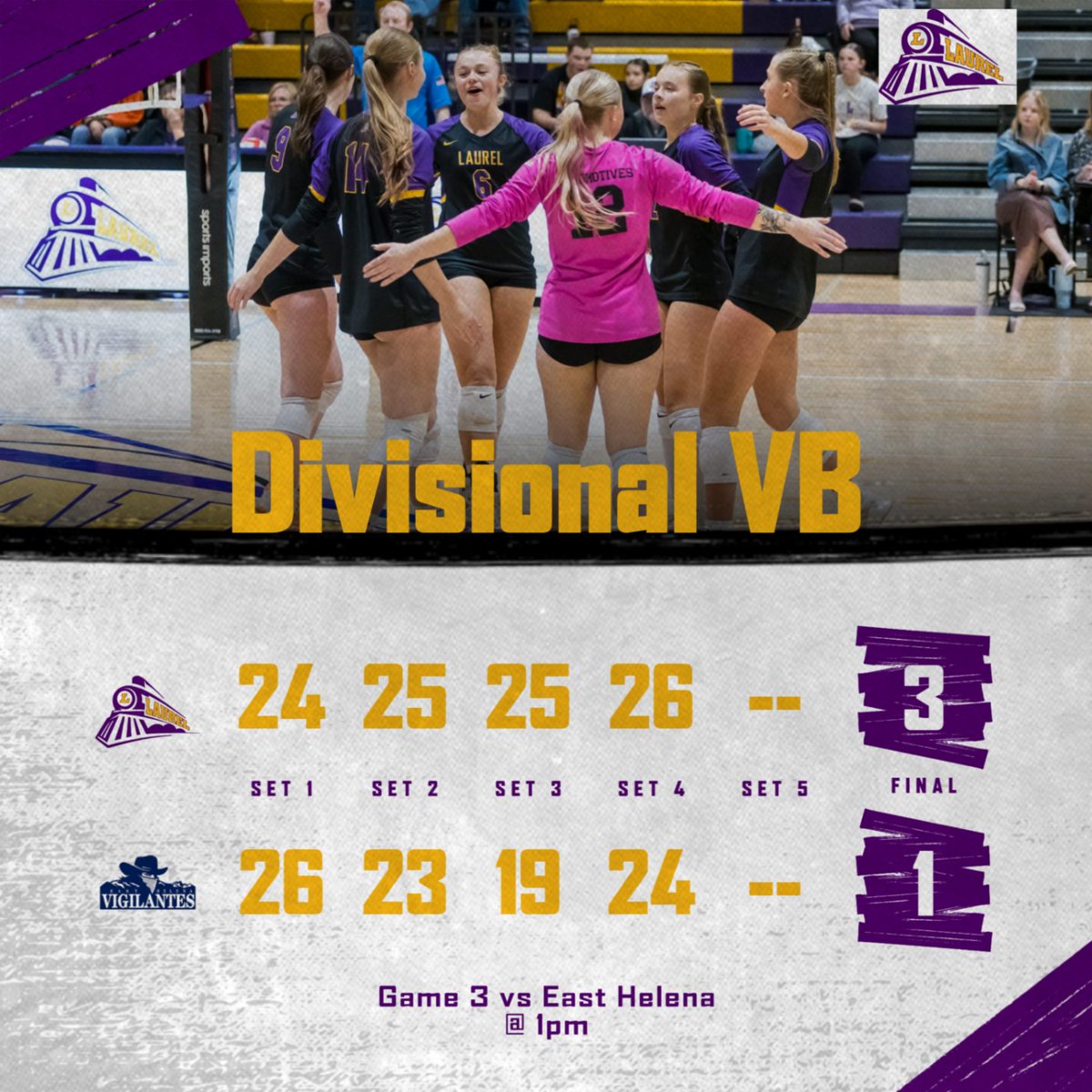 Locomotives win in 4 vs East Helena and punch their ticket to the State Tournament. Way to go Locomotives! Will continue to play @ 7pm Friday 11/7 for 4th place. #lpsactivities