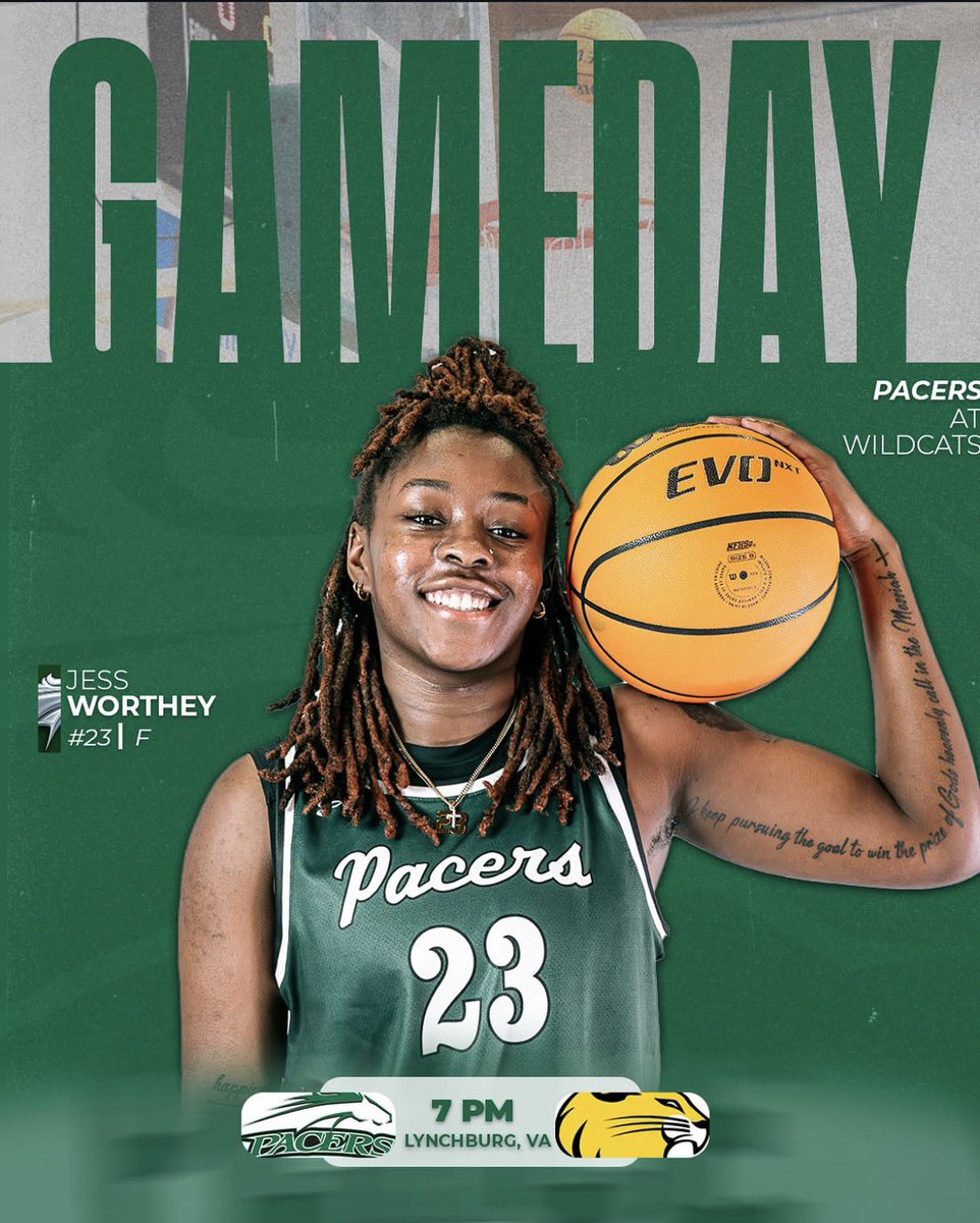 ITS GAME DAY!!!!  We are on the road to Lynchburg, VA to face the Randolph College Wildcats! Tip-Off at 7pm!

Go Pacers‼️💚🐎

📺: flocollege.com/signup?fbclid=…