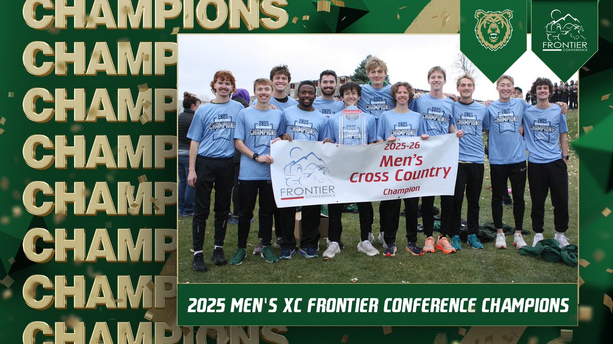 For the first time in five seasons, Rocky Men's XC was crowned 𝑭𝑹𝑶𝑵𝑻𝑰𝑬𝑹 𝑪𝑶𝑵𝑭𝑬𝑹𝑬𝑵𝑪𝑬 𝑪𝑯𝑨𝑴𝑷𝑰𝑶𝑵𝑺, placing all five scorers in the top 13 overall ‼️

The Battlin' Bears earned an automatic qualifier to the NAIA National Championships in Florida!
