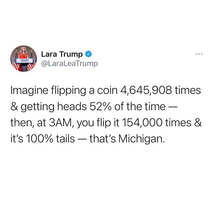 akafaceUS's tweet photo. The 2020 election was stolen.. This is statistically impossible. https://t.co/HD9w8TUpHI