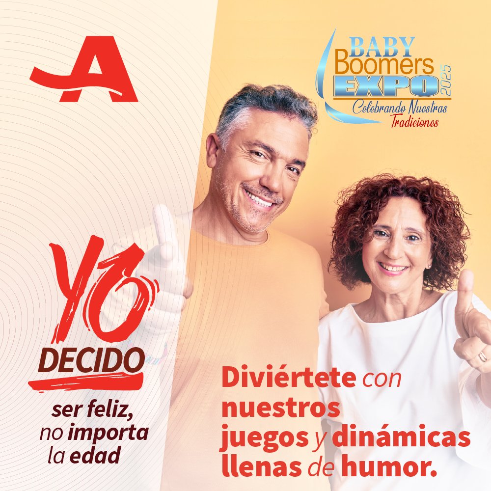Si vas para el Baby Boomers Expo, date la vuelta por el exhibidor de AARP donde Cristina Soler, Marian Pabón y Lily García te darán la receta para que decidas ser feliz, no importa la edad: vacilarás con dinámicas llenas de humor, juegos y consejos sencillos.