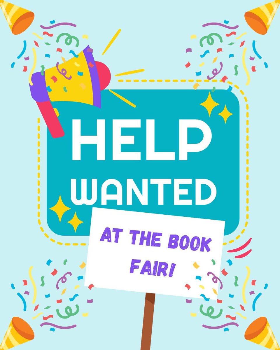 MrsLibraryLady8's tweet image. It’s Fun Fact Friday!

Did you know, that...WE NEED VOLUNTEERS? The Bookworm Central Fall Book Fair starts NEXT WEEK, and WE NEED YOUR HELP! IF you wish to VOLUNTEER, check out the link: 

signupgenius.com/go/10C0E4CABA7…

We can’t do this without you!