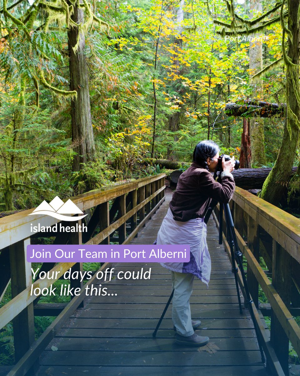 Join the medical staff team in Port Alberni!

We offer⬇️ 
•Flexible schedules
•Monthly breakfast in the physician’s lounge
•Hiking trails right behind the hospital 
•On-site fitness facility coming soon
•Bi-Monthly CME dinners

Apply today! 

#FindYourPlace