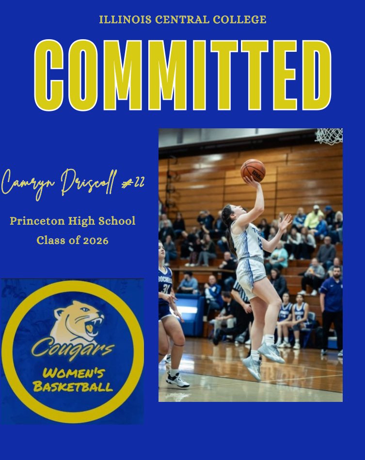 I am excited to announce my verbal commitment to Illinois Central College. Thank you to all my family, friends, and coaches who have supported me. Thank you Coach <a href="/KarrieRedeker/">Karrie Redeker</a> for this opportunity! It is truly a blessing. I am so excited to be apart of this successful program!