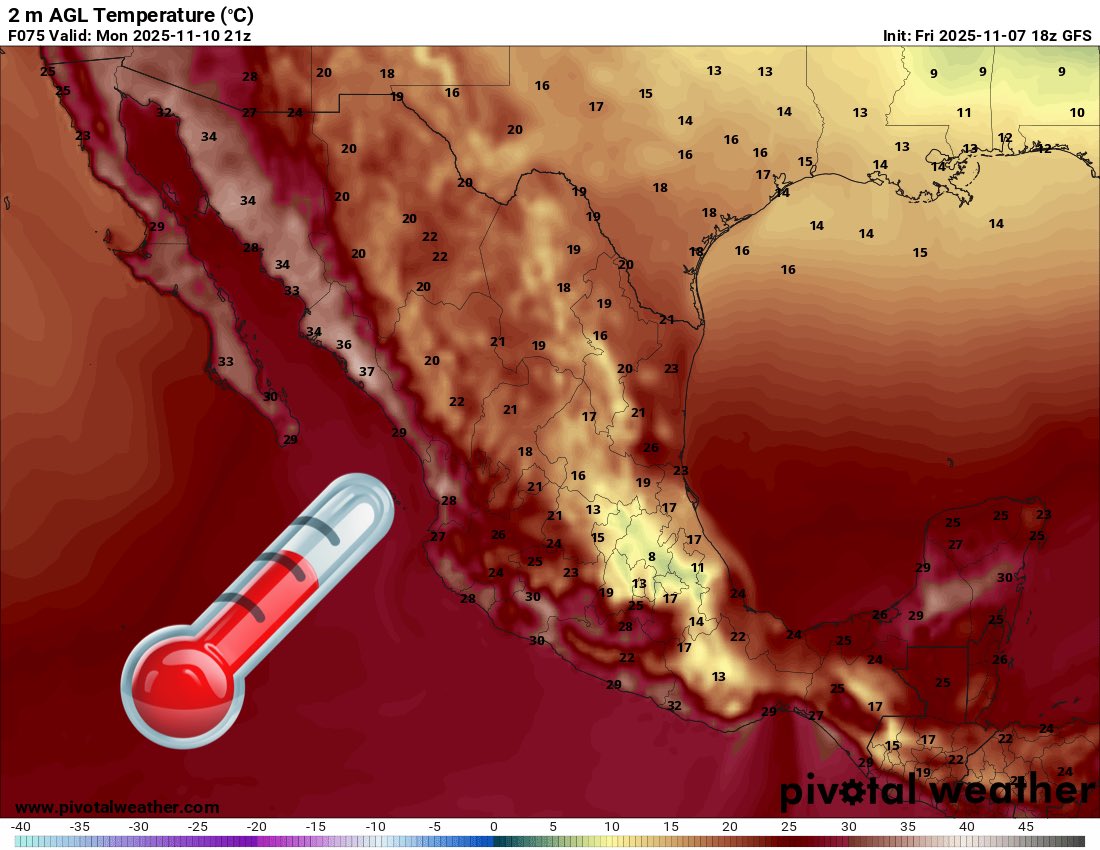 InfoMeteoro's tweet image. 🟣ADVERTENCIA por #AireÁrtico del #FrenteFrío13

🗓️9-12/nov en el norte, noreste, centro, oriente, sureste y parte de occidente

🌡️TEMPERATURAS
Comienza a refrescar el domingo en el norte/noreste; lunes fresco a frío en todas las regiones mencionadas: máximas 10-25ºC, mínimas…