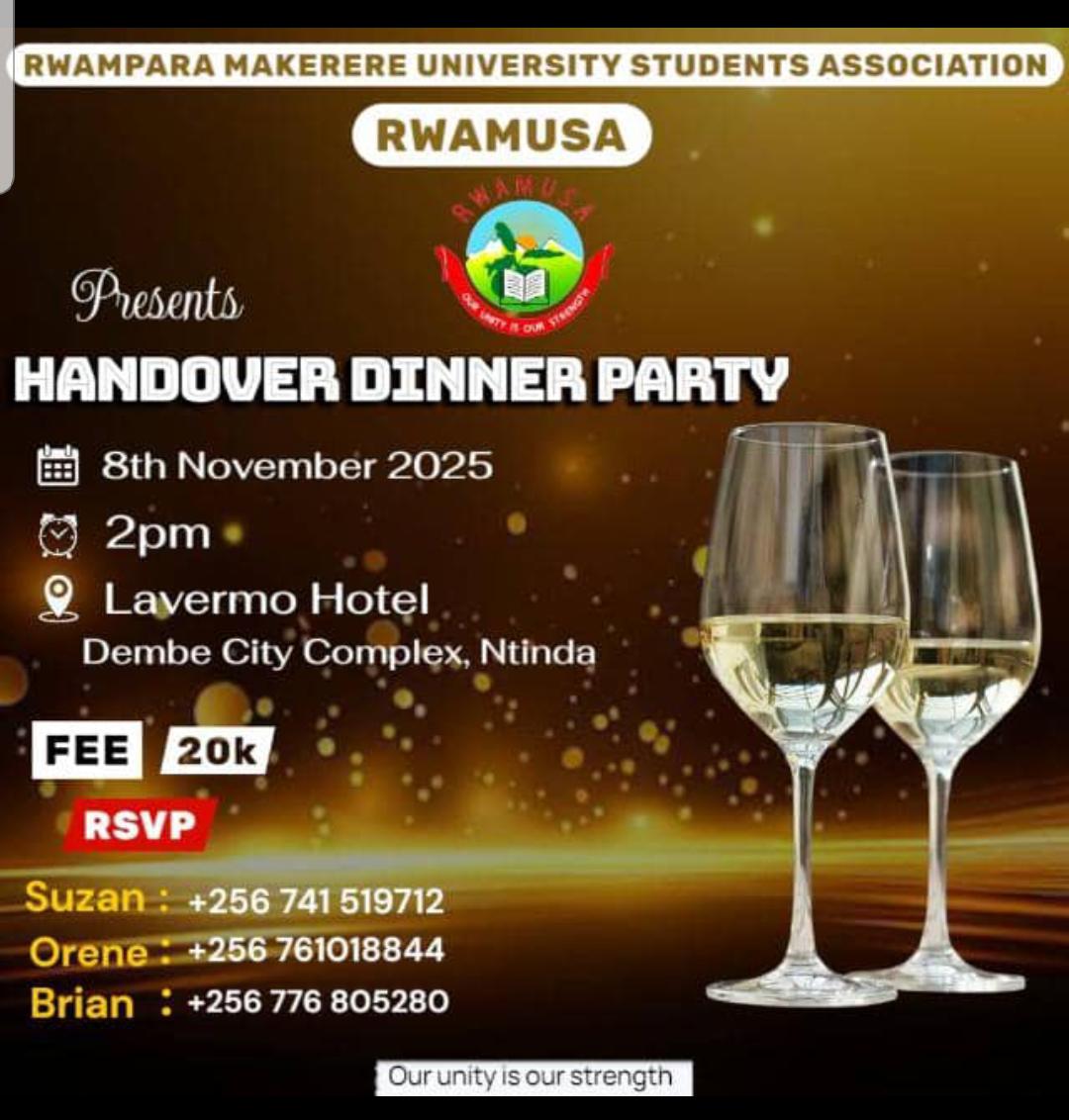 The D-Day 🔥 
Rwampara Handover Dinner Party is finally here 🥳
Venue: Lavermo Hotel
Time: 2 Pm
Come One, Come All 🥳🥳