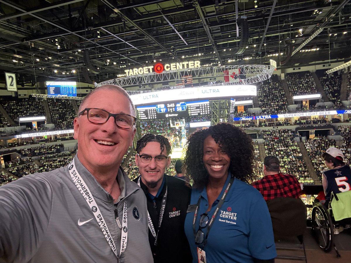 Two of our biggest energy givers when you come to a @timberwolves game @targetcentermn - our fans love the engagement with George and Selena and so proud to work alongside!