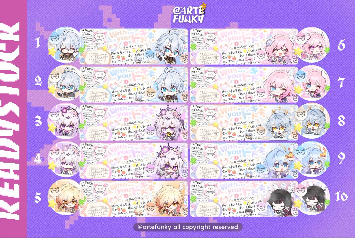 artefunky's tweet image. help rt? ありがとう 💕

hai~ gwen ada ready stock chibi dari gi, hsr, dan wuwa! 🍎⭐ price 16.000/ea (qris only), free re-text no re-color, get ava + header+icon, yuk jajan! 💓✨ 

— #zonauang #zonajajan