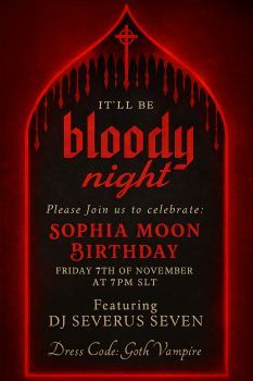 SeverusSeven's tweet image. 🩸 LIVE NOW ON TWITCH! 🩸
Bloody Night: Sophia Moon’s Birthday Celebration!

🖤 Dress Code: Goth Vampire
📍 In-World Venue: maps.secondlife.com/secondlife/Hea…
🎧 Watch Live: twitch.tv/itsseverus7

#TwitchDJ #SecondLife #VirtualEvent #LiveNow
