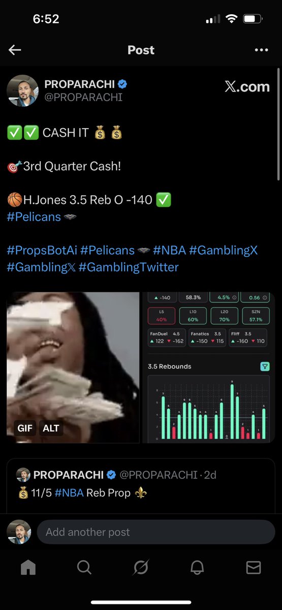 PROPARACHI's tweet image. ✅✅ CASH IT 💰💰

🏀S.Barnes 11.5 Reb + Ast O -120 ✅
#WeTheNorth  

💰NBA is Rolling 4 straight ✅✅✅✅

🤖 @propsbotai For all my research 

 🔗 link.propsbot.ai/zR6iXeIhCVb
Link to app above ⬆️ 

#PropsbotAI #Props #NBA #GamblingX #GamblingTwitter #Gambling𝕏