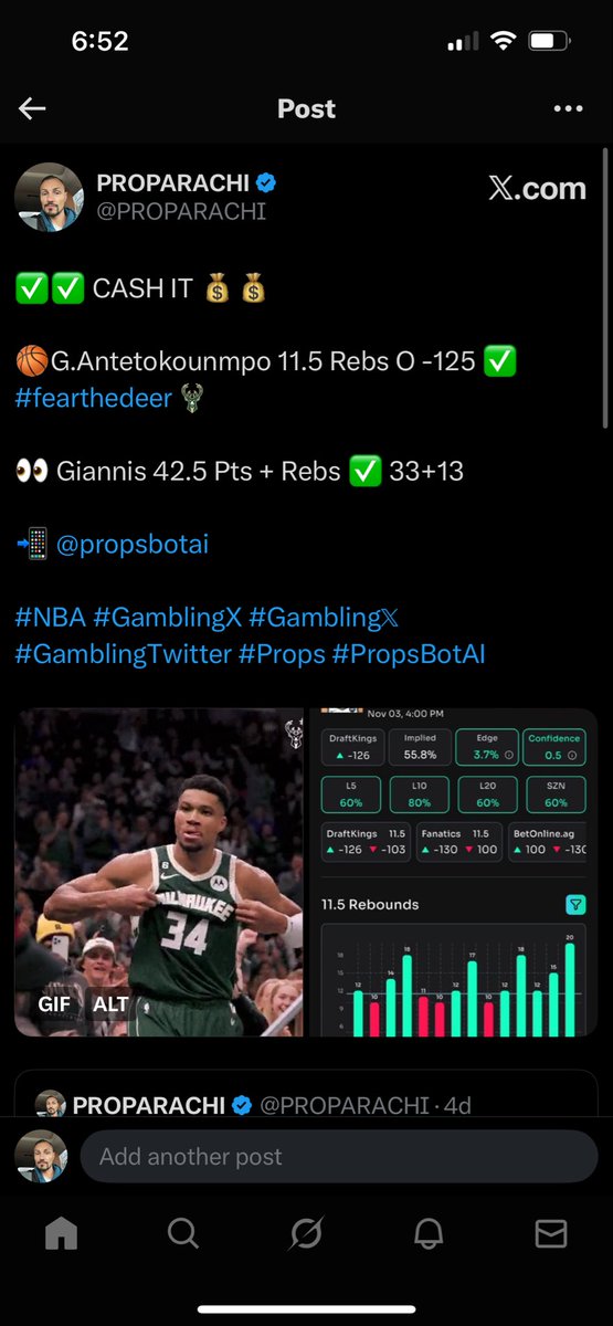 PROPARACHI's tweet image. ✅✅ CASH IT 💰💰

🏀S.Barnes 11.5 Reb + Ast O -120 ✅
#WeTheNorth  

💰NBA is Rolling 4 straight ✅✅✅✅

🤖 @propsbotai For all my research 

 🔗 link.propsbot.ai/zR6iXeIhCVb
Link to app above ⬆️ 

#PropsbotAI #Props #NBA #GamblingX #GamblingTwitter #Gambling𝕏