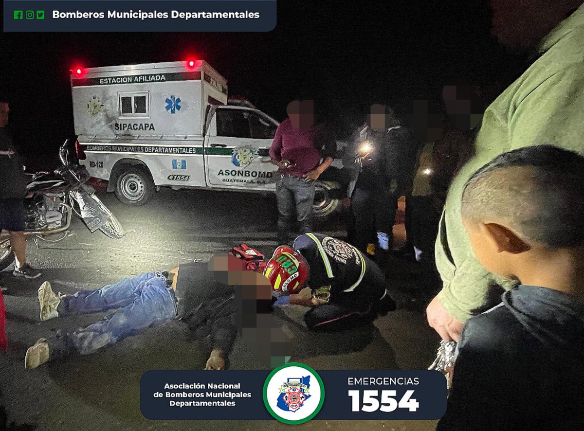 🚨Accidente de tránsito 🚨

Aldea Tres Cruces, Sipacapa, San Marcos, se produce un accidente de tránsito, elementos de la estación de <a href="/ASONBOMDGT/">ASONBOMD GUATEMALA</a> de Sipacapa a bordo de la unidad RD-120 asisten a una persona que presenta múltiples lesiones, tras ser estabilizada y posteriormente