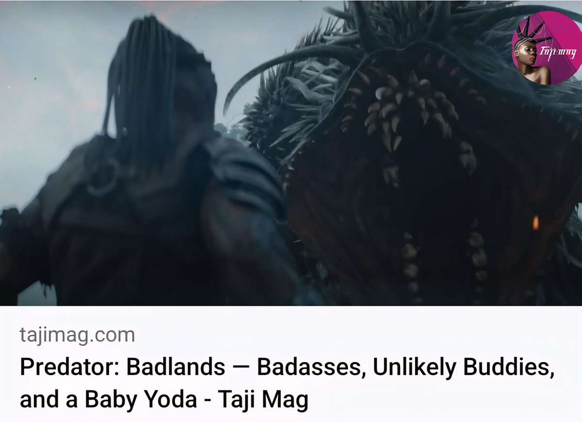 #PredatorBadlands serves up action, humor, and charm with a young Yautja hunter, unlikely allies, and a Baby Yoda–style sidekick. Read my spoiler-free review on Taji Mag before hitting theaters.
#predator #horrorfan tajimag.com/predator-badla…